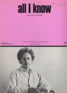 All I Know Art Garfunkel Rare Photo USA XL Sheet Music