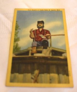 Paul Bunyan at Castle Rock, St. Ignace, Michigan Postcard Curteich-Chicago