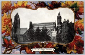 Postcard Woodstock Ontario c1905 St. Paul’s Church Maple Leaf Border by Warwick