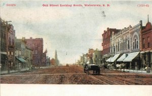 H47/ Watertown South Dakota Postcard 1909 Oak Street South Stores Wagon