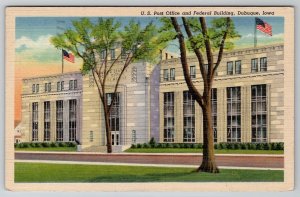 Dubuque Iowa Federal Bldg Post Office 1946 Barrett Family La Crosse Postcard D30