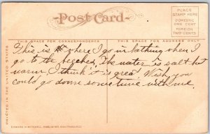 Interior of Bathing Pavilion Ocean Park California CA Bathers Swimming Postcard