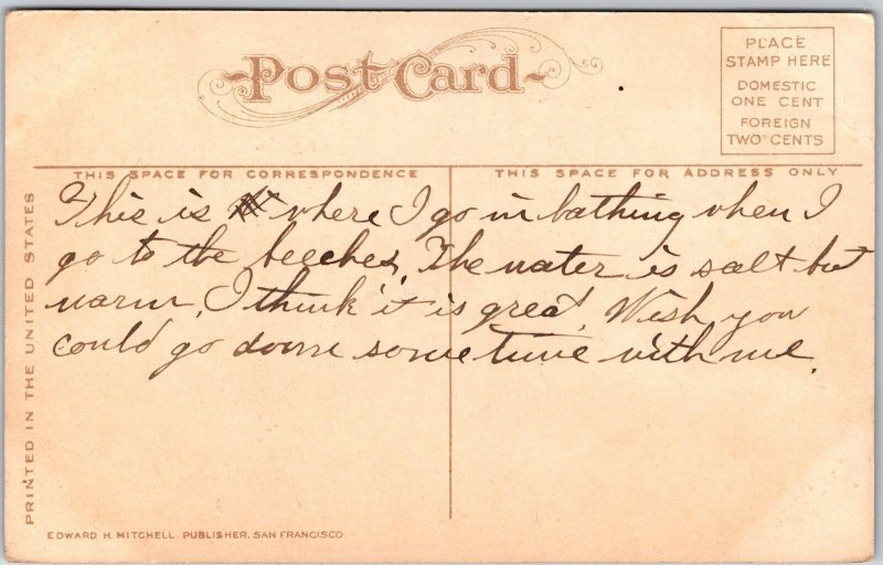 Interior of Bathing Pavilion Ocean Park California CA Bathers Swimming Postcard