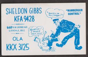 CB QSL Card - Policeman - Sheldon Gibbs Glendale, Arizona