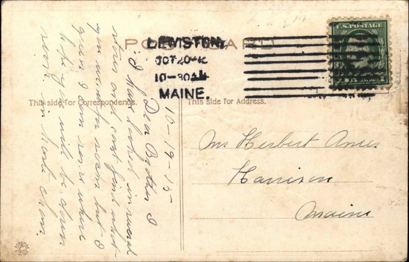 Halloween Scared Boy on Witch Broom #7035 c1910 Postcard