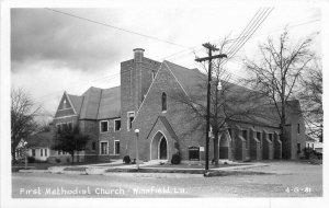 Winnfield Louisiana 1st Methodist Church 1950s RPPC Photo Postcard 21-4699