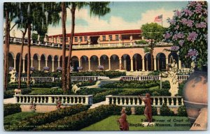 Postcard - Corner of Court of Ringling Art Museum - Sarasota, Florida