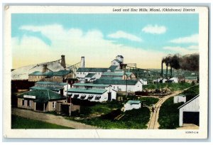 c1940's Bird's Eye View Lead And Zinc Mills Miami Oklahoma OK Unposted Postcard