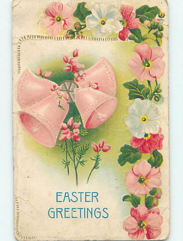 Divided-Back Easter PRETTY PINK BELLS WITH WHITE AND PINK FLOWERS o5724