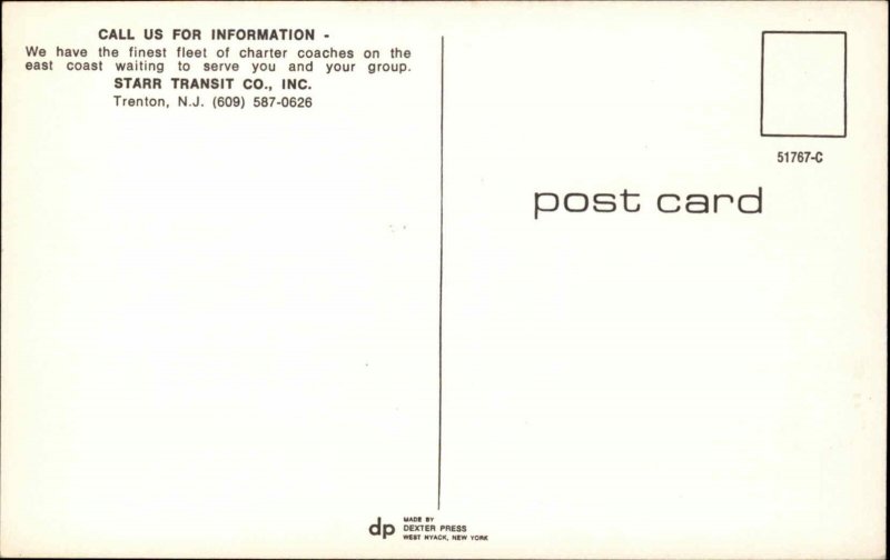 Trenton NJ Starr Transit Co. Bus Vintage Chrome Postcard