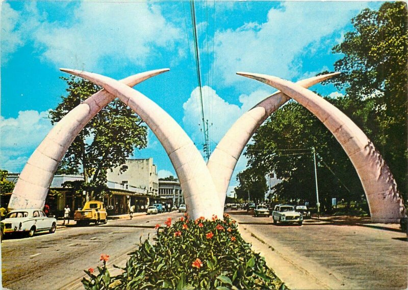 Giant tusks Mombasa Kenya postcard