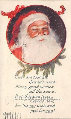 Santa Claus Christmas 1920 postal marking on front