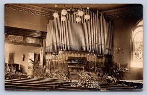 J87/ Caldwell Ohio RPPC Postcard c1910 Noble Co Interior M.E. Church Organ 213
