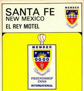 Santa Fe NM Nuevo México El Rey Motel 9x4 Amistad Posada Unp Vtg Cromo Postal