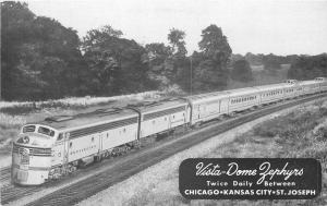 Burlington Railroad Streamliner Chicago Kansas St Joseph 1940s Postcard 12021