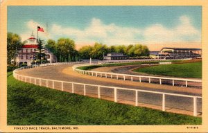 Maryland Baltimore Pimlico Race Track Horse Racing 1940 Curteich