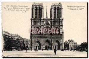 Old Postcard Notre Dame Paris The Facade