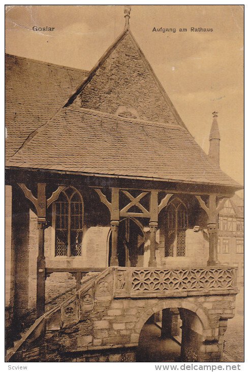 GOSLAR, Lower Saxony, Germany; Aufgang am Rathaus, PU-1910