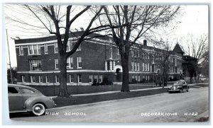 Decorah Iowa IA RPPC Photo Postcard High School Entrance Road View c1950's