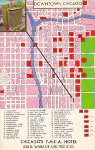 Map Of Downtown Chicago With Y M C A Hotel