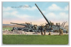Fort MacArthur California Large Mobile Gun Postcard c1942 Postmark