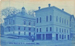 Hallowell ME City Hall & Post Office RPPC Postcard