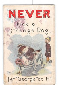 Comic Humor Embossed Artist Signed Postcard 1907-1915 Never Kick a Dog