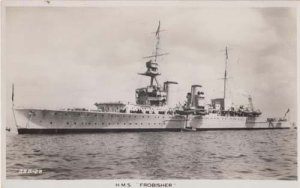 HMS Frobisher Real Photo Malta Boat Ship Postcard