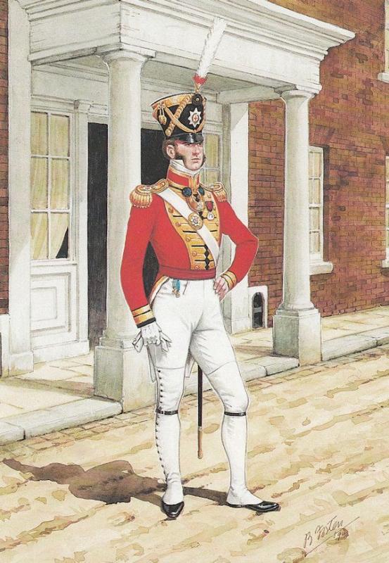 Foot 1821 Soldier Coldstream Guard Military Uniform Painting Postcard