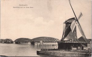 Netherlands Dordrecht Spoorbrug over de Oude Maas Vintage Postcard 09.47