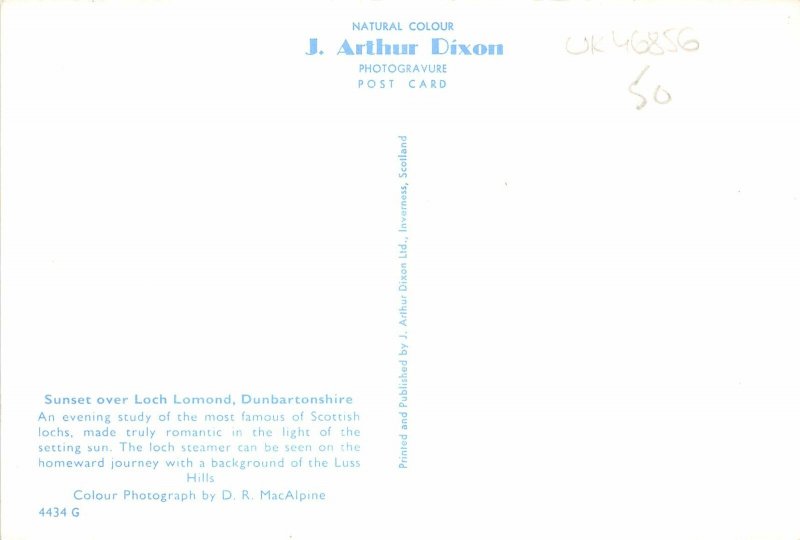 uk46856 sunset over loch lomond dunbartonshire scotland uk