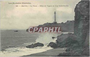 Old Postcard Biarritz Le Phare Waves Effects Cape Saint Martin