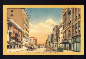 Davenport, Iowa/IA Postcard, Second Street Downtown, Sears, Old Cars, '40s?