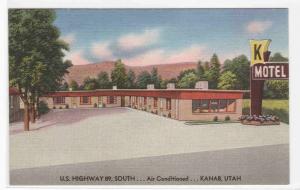 K Motel US 89 Kanab Utah Roadside America linen postcard