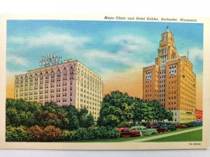 Mayo Clinic and Hotel Kahler Rochester Minnesota Linen Hotel Vintage Postcard