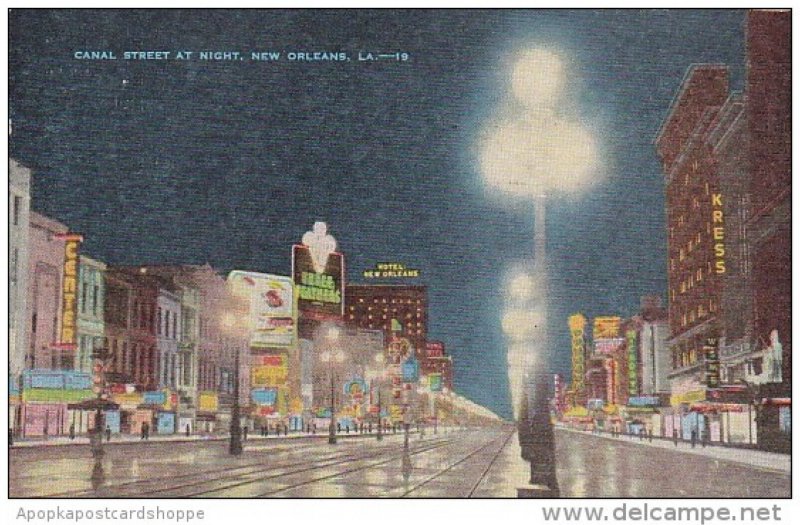 Louisiana New Orleans Canal Street At Night 1946