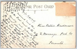 Postcard Bala Ontario 1907 Muskoka Moon Chute Rapids Portaging Split Ring Cancel