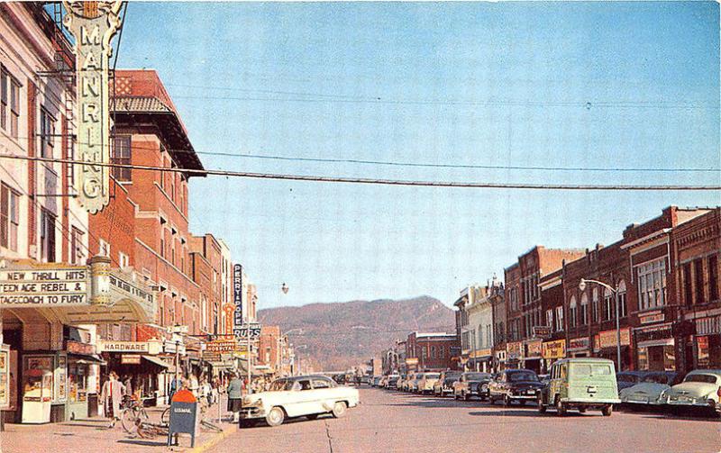 Middlesboro KY  Manring Theatre Movie Marquee Old Cars Store Fronts Postcard