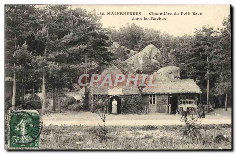 Old Postcard Malesherbes Chaumiere Du Petit Boer in rocks