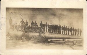 Possibly Fort Shafter Hawaii HI Cancel Men on Cannon Real Photo Postcard 1913