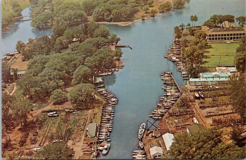 Toronto Ontario Marina at Island Park Aerial View Boats ON Unused Postcard H59