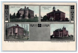 Estherville Iowa Postcard Schools Exterior View Building Multiview 1908 Antique