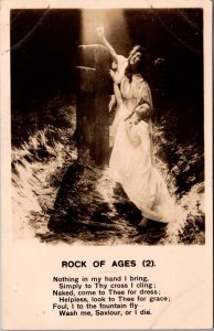 Women Clinging to Cross, Rock of Ages 2 Vintage Postcard O56