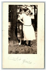 Vintage 1920's RPPC Postcard Photo of Two Pretty Sisters