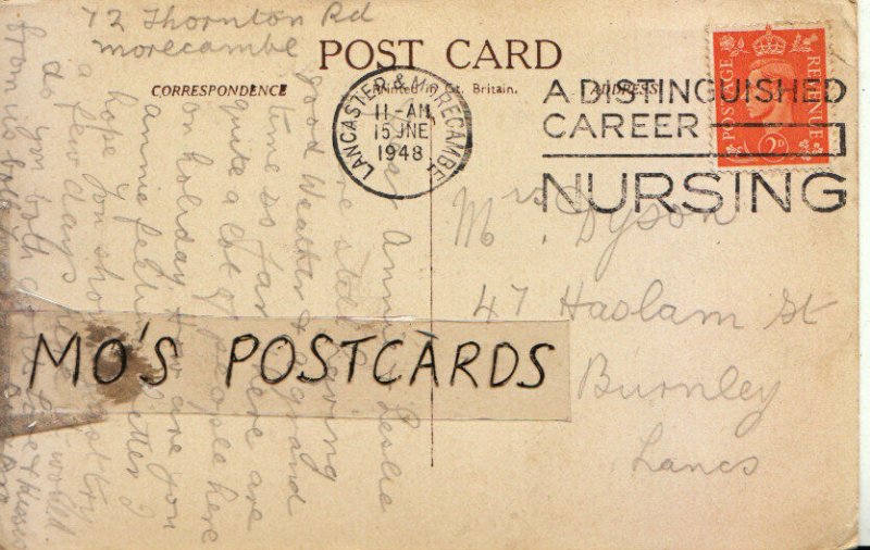 Genealogy Postcard - Dyson - 47 Haslam Street - Burnley - Lancs - Ref 9186A