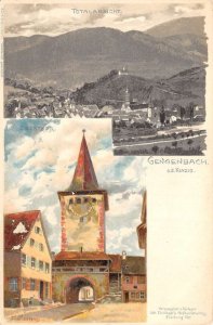 Gengenbach Germany Oberthor Tower and Birds Eye View Vintage Postcard AA110502