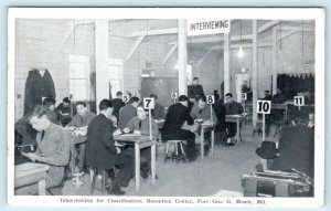 FORT GEORGE MEADE, MD ~ Army Reception Center CLASSIFICATION INTERVIEW  Postcard