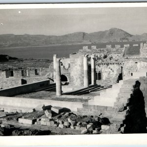 c1950s Rhodes, Greece RPPC Temple Venus Acropolis Lindos Ruin Ancient Photo A141