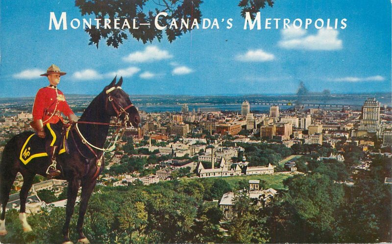 Canada Souvenir Postcard Montreal vue prise du Mont Royal riding police officer