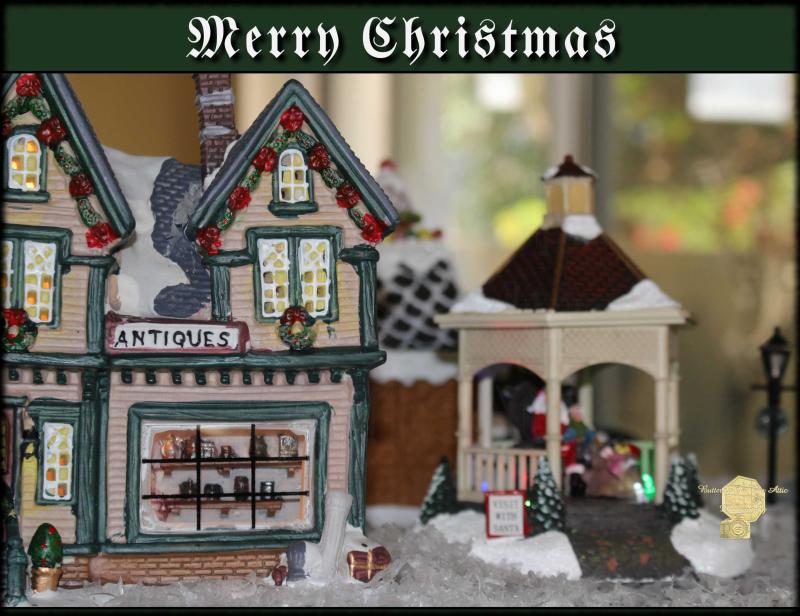 Merry Christmas Handmade Postcard Set of 6, Christmas Village Antiques